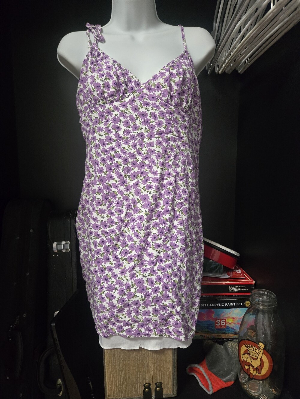 2BELLA Purple Floral Cami Mini Dress